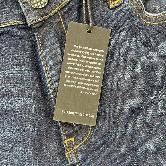 NEW Kut From the Kloth 6, Mia Mid Rise Skinny Darn Blue Denim Jeans Distressed - Picture 3 of 16